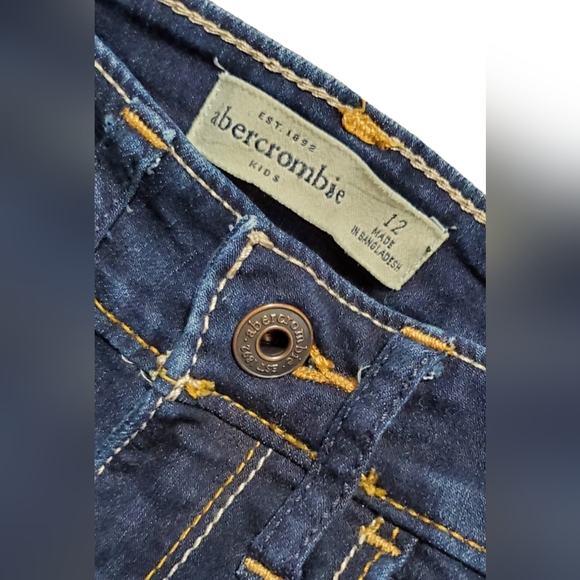 Abercrombie & Fitch Jeans Girls Youth 12 Straight Mid Rise Dark Wash Stretch - Picture 2 of 7